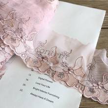 17 jardas malha rosa clara bordado floral renda guarnição lingerie traje costura tecido cortinas acessórios de roupas 95mm largura 2024 - compre barato