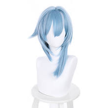 Peluca de Anime Genshin Impact Eula para mujer, disfraz de 38cm, pelo sintético azul resistente al calor, juego de rol para carnaval y Halloween 2024 - compra barato