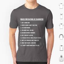Rules For Dating My Daughter T Shirt Big Size 100% Cotton Rules Dating 9gag Graphic Funky Black White Dad Father Sister Son 2024 - buy cheap