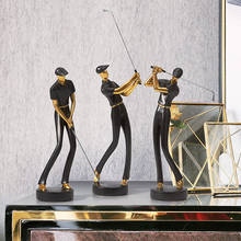 Resina moderna jogando figuras de esportes de golfe estátuas decoração casa sala de estar desktop pessoas escultura estatuetas artesanato decoração 2024 - compre barato