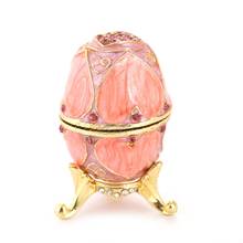 Rosa faberge-ovo pintados à mão jóias trinket caixa de presente para a páscoa decoração de casa 2024 - compre barato