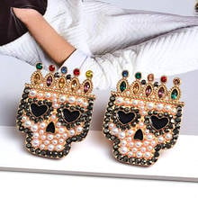 New Luxury Crystal Pearl Skull Earrings High quality Rhinestone Metal Fashion Trend Jewelry Accessories For Women 2024 - buy cheap