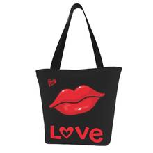 Fashion Kiss Lip Print Beach Bags Women's Shoulder Tote Bags for Ladies Girls  Shopping Bag Canvas Tote Handbag Purse 2024 - buy cheap