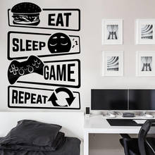 Adesivo de parede para jogos comendo sono, decalque em vinil para decoração da sala de jogos 2024 - compre barato