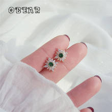 OBEAR-pendientes de tuerca de flor de cristal para mujer, joyería de citas, exquisita, japonesa, chapado en oro Real de 14k 2024 - compra barato