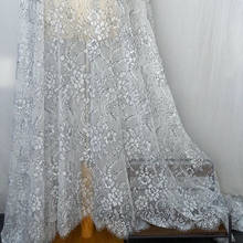 Chantilly-tela de encaje de pestañas, tejido de encaje Floral con bordes festoneados de boda, 3 metros de longitud, mezcla de blanco y negro 2024 - compra barato
