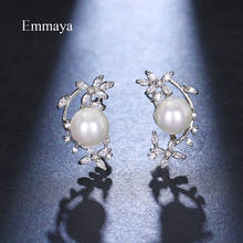 Emmaya Symmetrical Style Branch Appearance With Pearl White Color Charming Earring For Women Elegant Ornament In Fashion Dinner 2024 - buy cheap