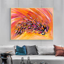 Pintura al óleo de pluma acrílica gruesa abstracta sobre lienzo, póster artístico de pared pintado a mano para decoración moderna de la casa y la sala de estar, 100% 2024 - compra barato