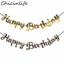 Chicinlife 1Set Gold Happy Birthday Banner Baby Shower Kids Adult Birthday Party Bunting Garland Anniversary Decoration Supplies 2024 - buy cheap