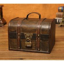 Retro Elegant Wooden Pirate Jewelry Storage Box With Lock Vintage Treasure Chest Container Box Trinket for Wooden Organizer Home 2024 - buy cheap