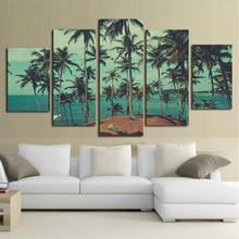 Hd Art Poster Beach Coconut Tree Canvas Painting 5 Pcs Set Painting Landscape Prints Home Decoration Modular Mural Without Frame 2024 - buy cheap