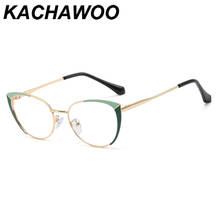 Kachawoo-marcos de gafas de ojo de gato para mujer, anteojos de metal, óvalo bicolor, Oro Verde, prescripción, accesorios de moda, regalo 2024 - compra barato