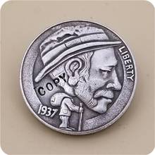 Хобо Никель Coin_Type # 22_1937-S с гравировкой в виде американского бизона из никеля копия монет 2024 - купить недорого