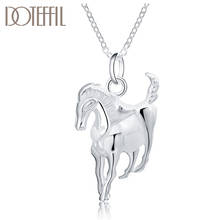 DOTEFFIL 925 Sterling Silver 18 Inches Hanging Horse Pendant Necklace For Women Man Fashion Wedding Party Charm Jewelry 2024 - buy cheap