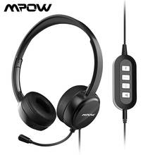 Mpow PA071 Wired Headphones Headset With Noise Reduction Sound Card 3.5mm/ USB Plug Earphone For Skype Call Center PC Phones Pad 2024 - buy cheap