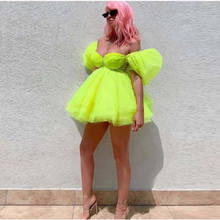 Bright Green Fashion Tutu Short Cocktail Dresses 2020 Off The Shoulder Mini Homecoming Dresses Puffy Party Homecoming Dress 2024 - buy cheap