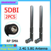GRANDWISDOM 2pcs 2.4GHz 5GHz 5.8Ghz Antenna 5dBi RP-SMA Connector Dual Band wifi Antena aerial SMA female wireless router IOT 2024 - buy cheap