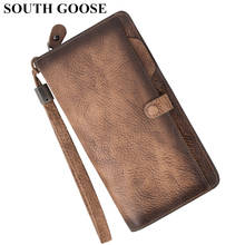 SOUTH GOOSE Genuine Leather Men Wallet Luxury Male Long Clutch Bag Multifunctional Cowhide Purse Coin Pocket Multi-Card Holder 2024 - buy cheap