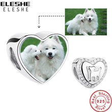 Пользовательские фото Шарм 925 стерлингового серебра «любящее сердце» Форма бусинки в форме щеночка подходит для женщин браслет, оригинал, сделай сам, ювелирное изделие 2024 - купить недорого