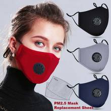 PM2.5 моющаяся хлопковая маска для лица для женщин и мужчин, модные маски для рта с дыхательным клапаном, фильтр с загрязнением, фильтр с активированным углем 2024 - купить недорого