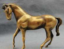 Voge pedra s2511 10 "bronze chinês esculpido ano zodíaco fengshui, riqueza de corrida, cavalo estátua animais 2024 - compre barato