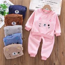 Flannel animal Children Pajamas Set Winter Hooded Animal cat Cartoon Kids Pajamas For Boys Girls Sleepwear 2024 - buy cheap