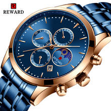 REWARD Men Watch Fashion Blue Quartz Clock Mens Watches Chronograph Full Steel Business Waterproof Wrist Watch erkek kol saati 2024 - buy cheap