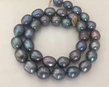 Потрясающее ожерелье из таитянского барочного черного, синего, Красного жемчуга 12-13 мм, 18 дюймов, серебро 925 пробы 2024 - купить недорого