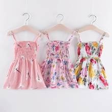 Vestido de princesa infantil feminino, vestido de verão para meninas de 1 a 5 anos sem manga com estampa floral em algodão 2024 - compre barato