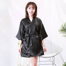 Women Silk Robe Kimono Bathrobe Sexy Satin Pure Color Lingerie Sleepwear Bride Wedding Nightgown Female Home Clothes 2024 - buy cheap