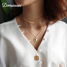 Donarsei 925 Sterling Silver Fashion Coin Chokers Necklace For Women Gold Color Rose Flower Clavicle Chain 2024 - buy cheap