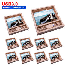 10pcs/lot USB 3.0 Wood+box Block Pen Drive 128GB 16gb 32gb 64GB Wood Usb Flash Drive Memory Stick Wedding Gifts Free Custom Logo 2024 - buy cheap