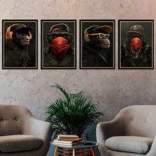 Monkey Kraft Paper Poster  Retro Wall Sticker Bar Cafe Decorative Creative Painting Home Decoration 2024 - buy cheap