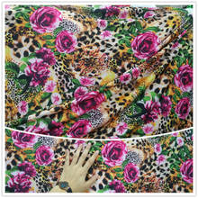 Fundo de seda para costura, flor rosa, leopardo amarelo, tecido para dança latina, materiais para faça você mesmo, 1 metro 2024 - compre barato