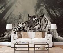 Personalizado papel de parede 3d mural nordic simples criativo tigre floresta fundo da parede pintura decorativa-material à prova dwaterproof água 2024 - compre barato