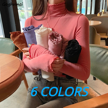 Women Long Sleeved T-shirts 6 Colors Solid Sweet Turtleneck Fungus Spring Thin Skinny Elegant Tops Female Ins Stylish Undershirt 2024 - buy cheap