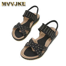 MVVJKE Women Shoes Summer National Style Ladies Sandals Beach Travel Bohemian Rivet Plus Size Flat Shoes Female 2024 - buy cheap