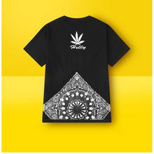 Camiseta de Bandana negra para hombre, camisa con estampado divertido de flor de anacardo, cuello redondo, de manga corta, Hip Hop de Cachemira 2024 - compra barato