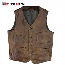 Men's leather vest Men's Real Leather Vest Japanese Style Button Genuine Cow Leather Casual Waistcoat Short Slim Vintage coat 2024 - buy cheap