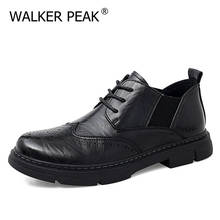Zapatos de vestir Brogue de negocios para hombre, calzado Retro de cuero negro, marrón, punta redonda, Oxford 2024 - compra barato