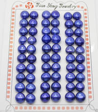 Gran oferta, nuevo estilo >>>> 30 pares de perlas de botón azul auténticas de 7-8mm para la fabricación de pendientes, cuentas semiperforadas 2024 - compra barato