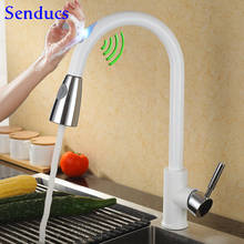 Senducs-grifo táctil extraíble para fregadero de cocina, de acero inoxidable, con Sensor, color blanco y negro, cromado 2024 - compra barato