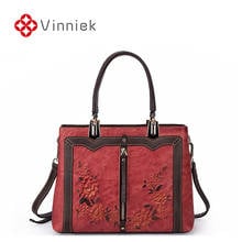 New Genuine Leather Women Handbags Vintage Shoulder Bag for Lady Embossed Zip Boston Messenger Bags Large Capacity Female Bag 2024 - buy cheap