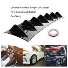 Universal Car Rear Bumper Lip Diffuser 7 Fin Shark Fin Style Car Back Bumper Spoiler Lip Splitter Car-Styling ABS Plastic Top 2024 - buy cheap