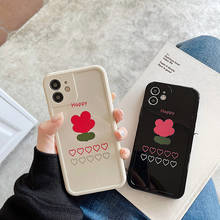 Funda de teléfono Retro con diseño de flores para iPhone, carcasa bonita y suave de línea de amor, kawaii, japonés, para iPhone 12, 11 Pro Max, Xr, Xs Max, 7, 8 Plus, X, 7Plus 2024 - compra barato