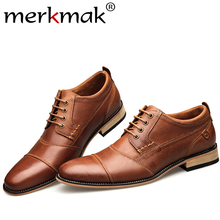 Модные Туфли-оксфорды на шнуровке Merkmak, классические туфли ручной работы из натуральной кожи, вечерняя Свадебная обувь большого размера 2024 - купить недорого