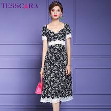 TESSCARA женское летнее элегантное платье Festa высокое качество длинное свадебное праздничное платье Femme винтажное кружевное дизайнерское платье с завышенной талией Vestidos 2024 - купить недорого