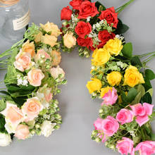 Ramo de flores artificiales de peonía para decoración del hogar, rosa de 30cm, 10 rosas grandes, flores falsas de imitación para novia y boda, 2020 2024 - compra barato