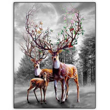 5d Diamond Painting Deer family Full Square/Round Diamond Embroidery Animal FlowerDIY Mosaic Moon Handmade Gift 2024 - buy cheap