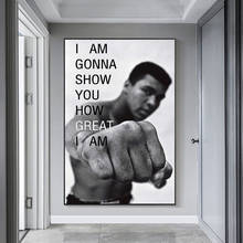 Pintura en lienzo con cita motivacional de Mad Ali, carteles e impresiones de boxeo, imágenes artísticas para sala de estar, decoración del hogar, Cuadros 2024 - compra barato